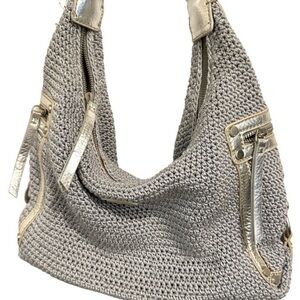 The Sak Metallic Silver Knit Hobo Bag